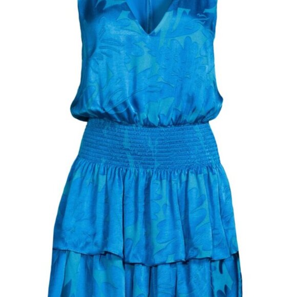 NWT Ramy Brook Blue Dawson Floral Blouson Mini Dress $485 - Picture 2 of 14